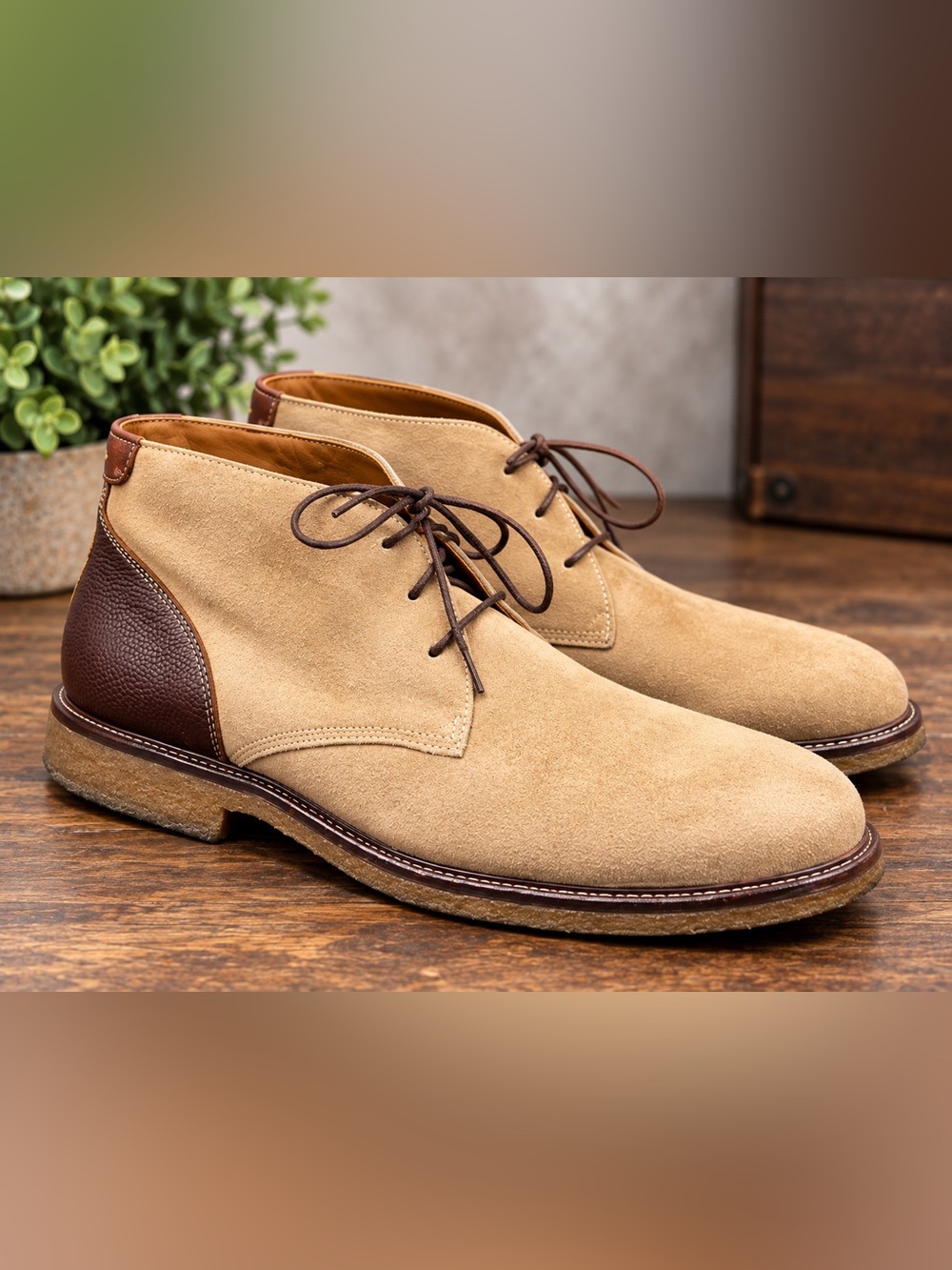 Johnston & Murphy Copeland Chukka Boots Men’s 12M Tan Suede Brown Leather